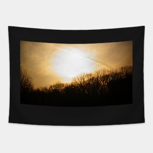 Golden Sunset in Overcast Sky Tapestry