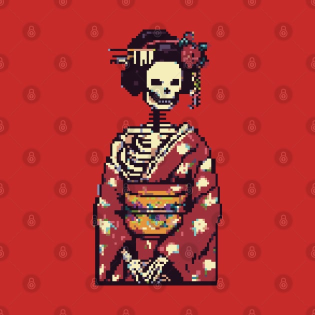 Pixel Art Geisha Skeleton by coxemy