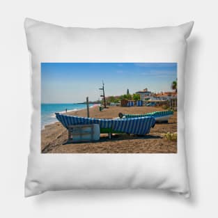 Fishing Boat Penoncillo Beach Torrox Costa Spain Pillow