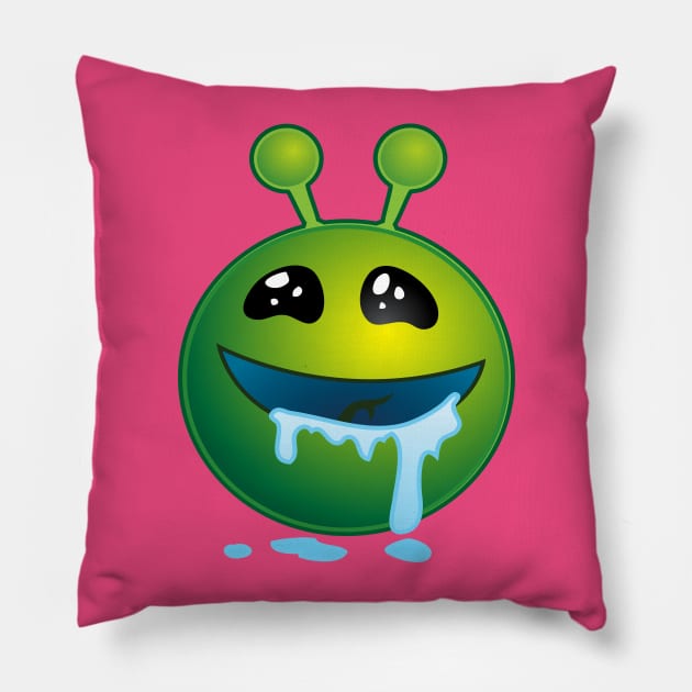 Funny Alien Monster ET Extraterrestrial Martian Green Man Emoji for Women, Men and Kids 7 Pillow by PatrioTEEism