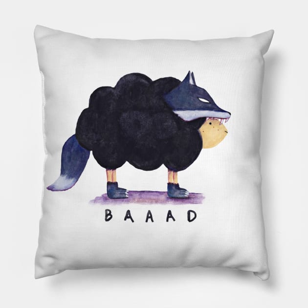 Bad Baad Black Sheep Pillow by MidnightCoffee