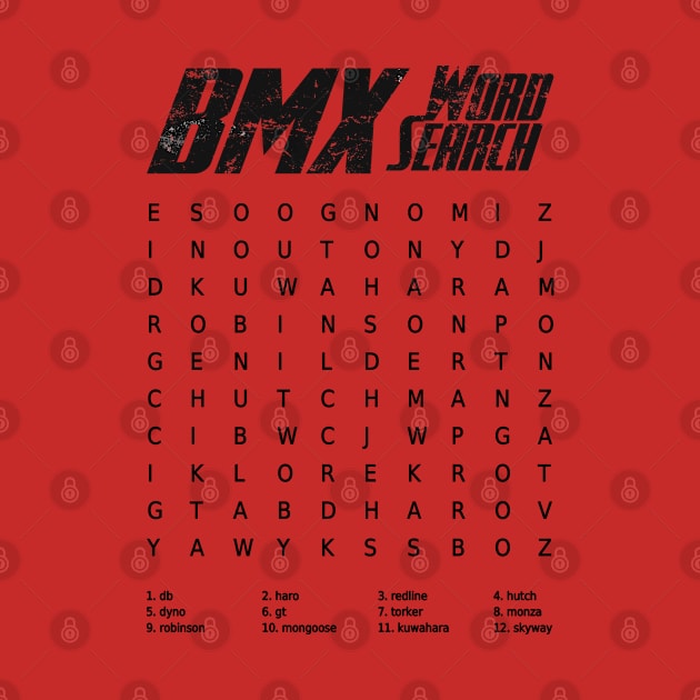 BMX Brands Word Search by Hucker Apparel