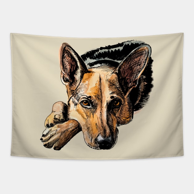 German shepherd Tapestry by VicaVeresk