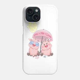 Happy Valentine's day-Valentines Pig You + Me = Love Phone Case