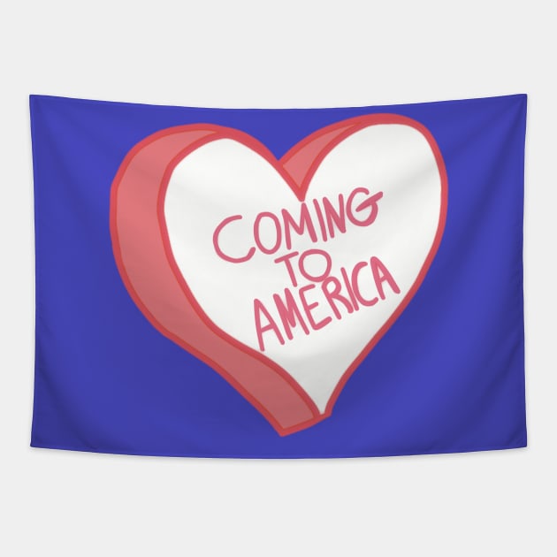 Coming To America Red Love Heart Tapestry by ROLLIE MC SCROLLIE