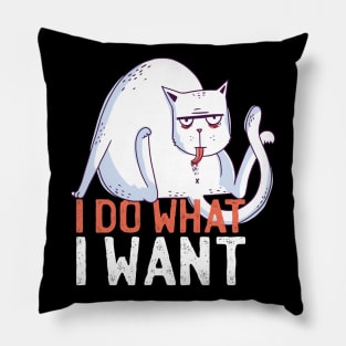 Funny Cat T-Shirt: I do what I want Cat licking Funny Pillow