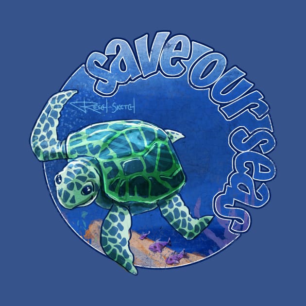 Save Our Seas - Caribbean Sea Turtle by reschasketch