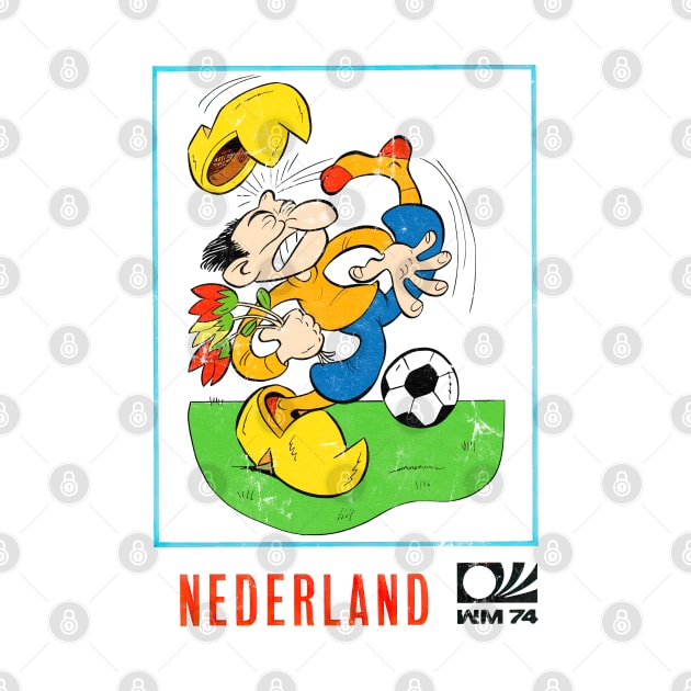 Nederland 74 / Vintage Faded-Style Football Design by DankFutura