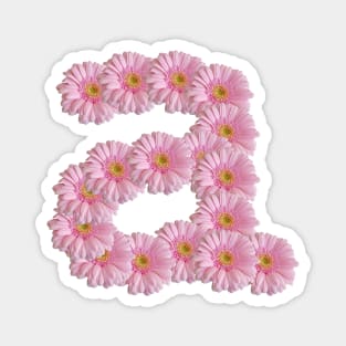 Letter a Pink Gerbera Daisy Magnet