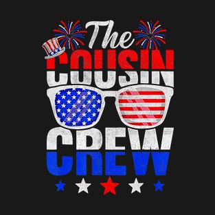 Retro The Cousin Crew Funny Family Happy 4th Of July US Flag T-Shirt