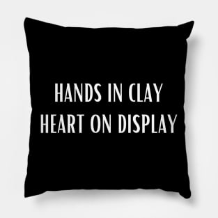 Hands In Clay Heart On Display Pillow