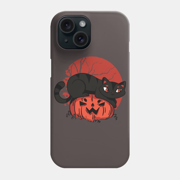 Halloween Black Cat Pumpkin Jack O Lantern Monster Cute Costume Spooky Funny Creepy Creature Phone Case by Kali Space
