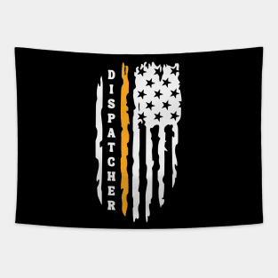 Thin Gold Line Flag Dispatcher Gift for 911 First Responder Police and Sheriff Dispatch Tapestry