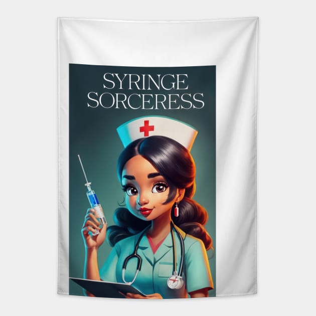 Syringe Sorceress Tapestry by TooplesArt