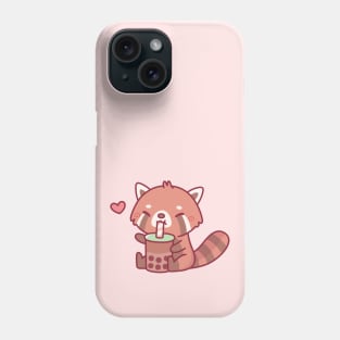 Cute Red Panda Loves Drinking Bubble Tea Phone Case