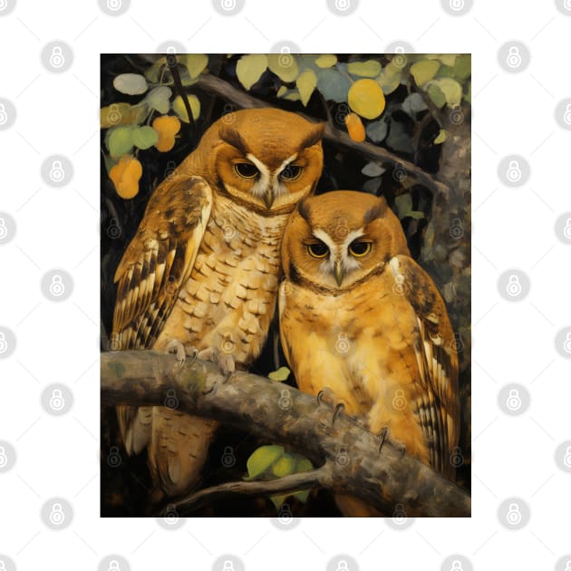 Owls Snuggling Victorian Nature by Trippycollage