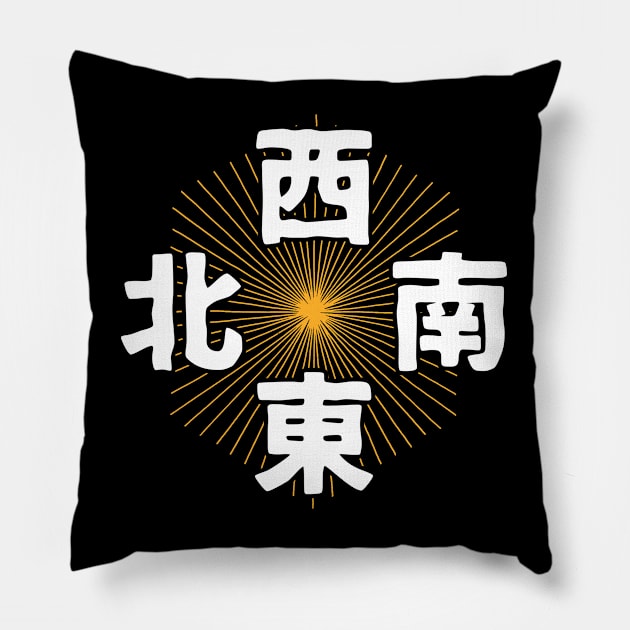 It's Mahjong Time - Direction Winds Tile Indicator Guide v2 Pillow by Teeworthy Designs