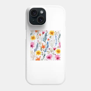 Watercolor Assorted Wildflowers Pattern 3 Phone Case