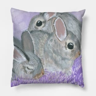 Baby Cottontail Rabbits Pillow