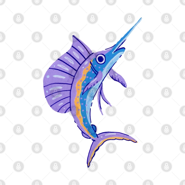 Vibrant Ocean Sailfish Sword Fish in Acrylic (no background) by narwhalwall