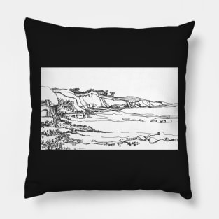 Cornwall Black and White Landscape Pillow