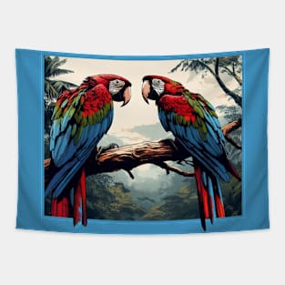 Exotic Colorful Macaws Tapestry