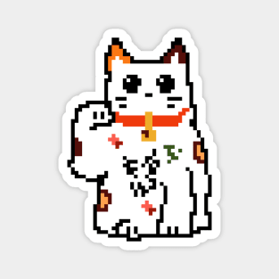 Maneki/Lucky Cat Pixel Art Magnet