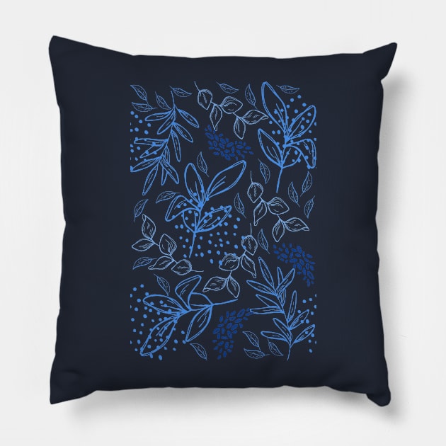 Light Blue leaves pattern Pillow by PedaDesign