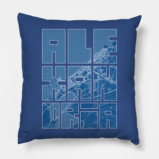 Alexandria, Egypt City Map Typography - Blueprint Pillow