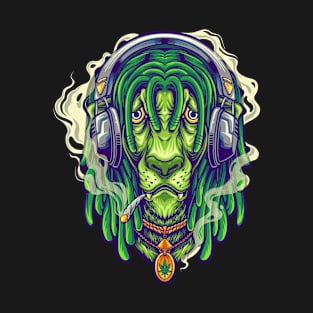 Marijuana Smoking Gamer Lion T-Shirt