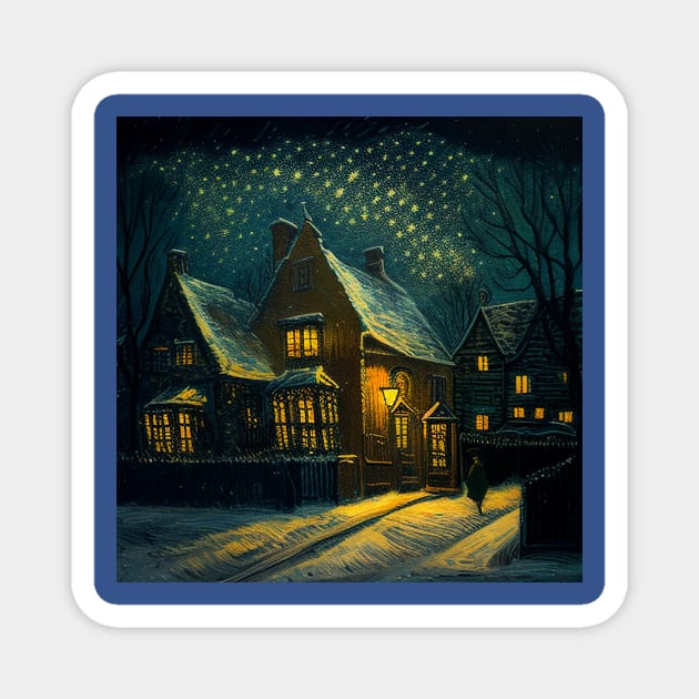 Starry Night Over Godric's Hollow Magnet by Grassroots Green