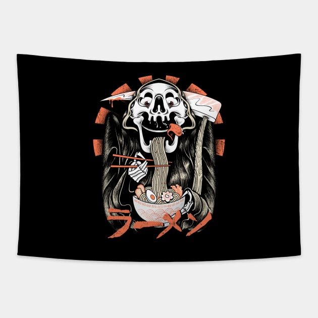 Grim Reaper Love Ramen Tapestry by quilimo