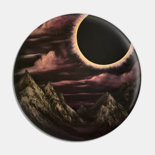 Solar Eclipse Mountain Landscape Pin