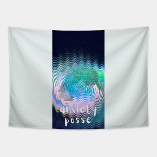 Whimsical Lines, static, color melt, pastel Rainbow. Anxiety Posse-Collection Tapestry