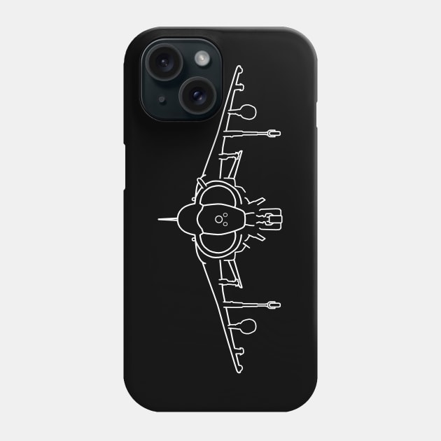 Hawker Harrier jump jet fighter aircraft outline graphic (white) Phone Case by soitwouldseem