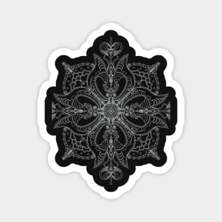 White Line Carnivorous Flower Mandala Pattern Magnet