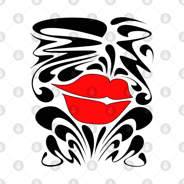 Red Decorative Funky lips by Elizza