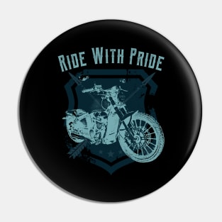 Ride With Pride Motorcycle Vintage Biker Pin