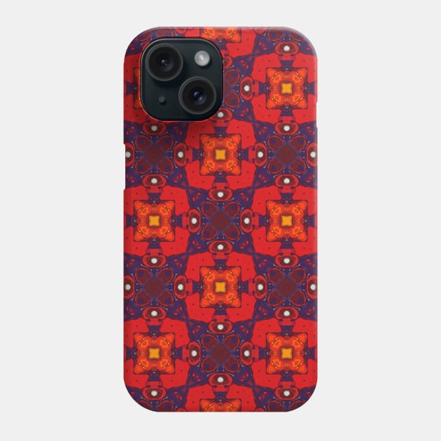 Four Eyed Robot Face Looking Red Orange Pattern  - WelshDesignsTP005 Phone Case by WelshDesigns