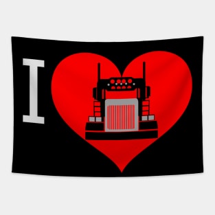 I Love Big Trucks Heart 18 Wheeler Semi Truck Transport Trucker Valentine Trucking Valentines Day Tapestry