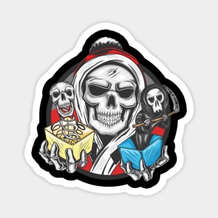 skull santa claus bring skull grim reaper gift christmas Magnet