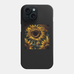 Repeating Pattern Sunflower in the Style of Van Gogh, Beautiful Nature Phone Case