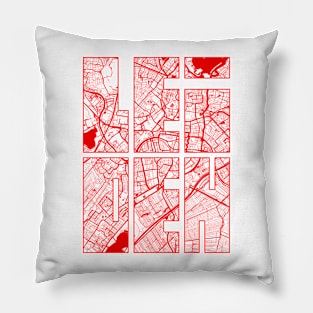 Leiden, Netherlands City Map Typography - Oriental Pillow