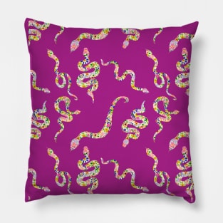 Floral Snakes // Raspberry Pillow