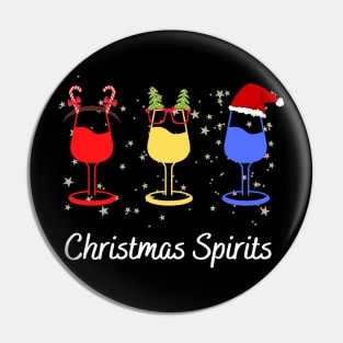 Funny Christmas Spirits Glasses Of Wine Pin