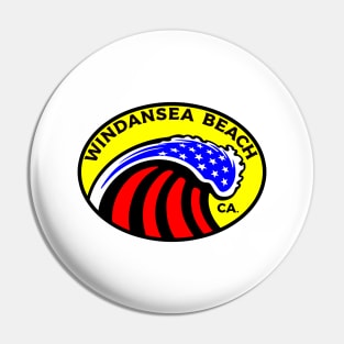 Windansea Beach California Surfing Surf Patriotic Wave Pin