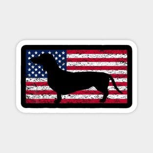 Dachshund American Flag 4th Of July Magnet