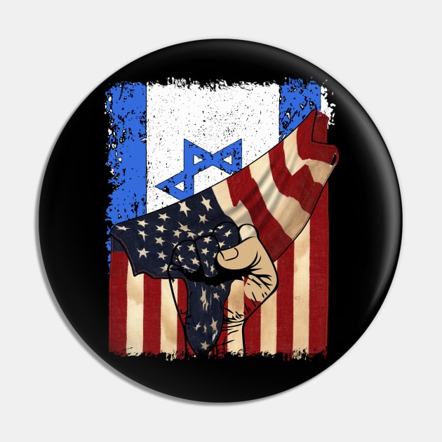 American Israeli Flag Supporters I stand with Israel Pin by RetroPrideArts