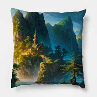 Church on the Edge of a Cliff - Lathander's Light Pillow