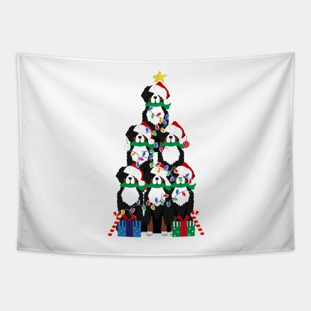 Bernese Mt Dog Puppy Christmas Tree Tapestry by emrdesigns